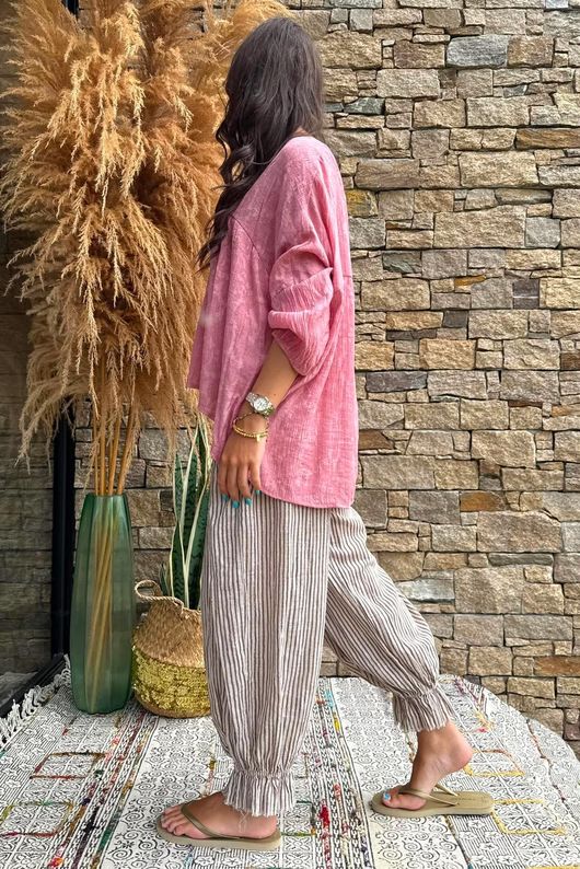 Kiti Paisley Damask Artist Smock Indian Pink